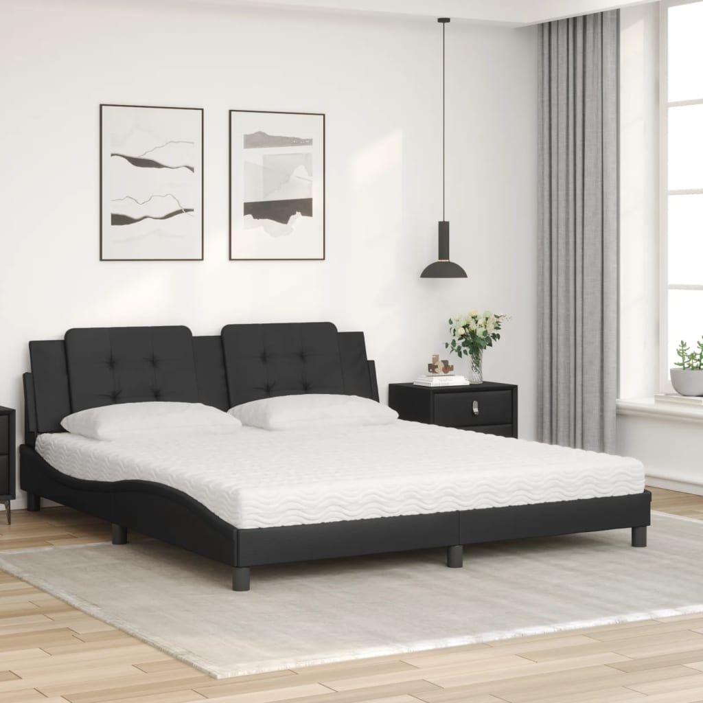 Letto con Materasso Nero 180x200 cm in Similpelle 3208880