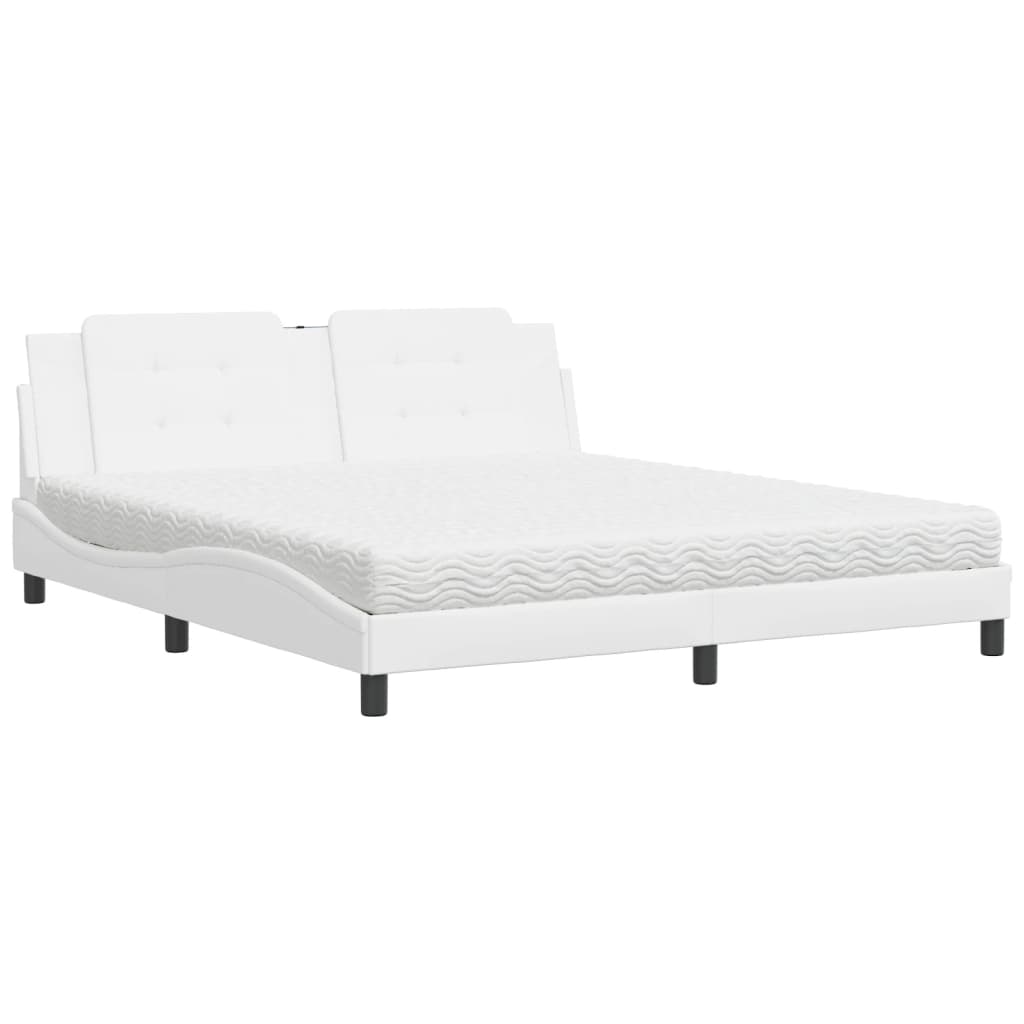 Letto con Materasso Bianco 180x200 cm in Similpelle 3208881