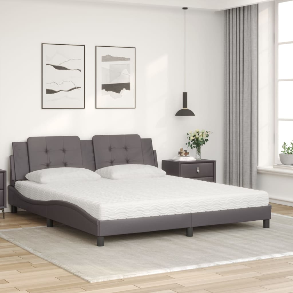 Letto con Materasso Grigio 180x200 cm in Similpelle 3208883