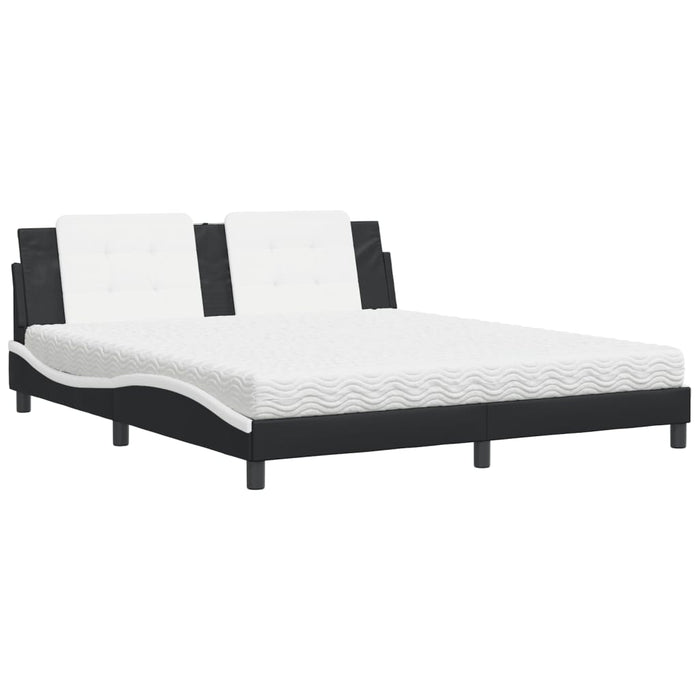 Letto con Materasso Nero e Bianco 180x200 cm in Similpelle 3208885