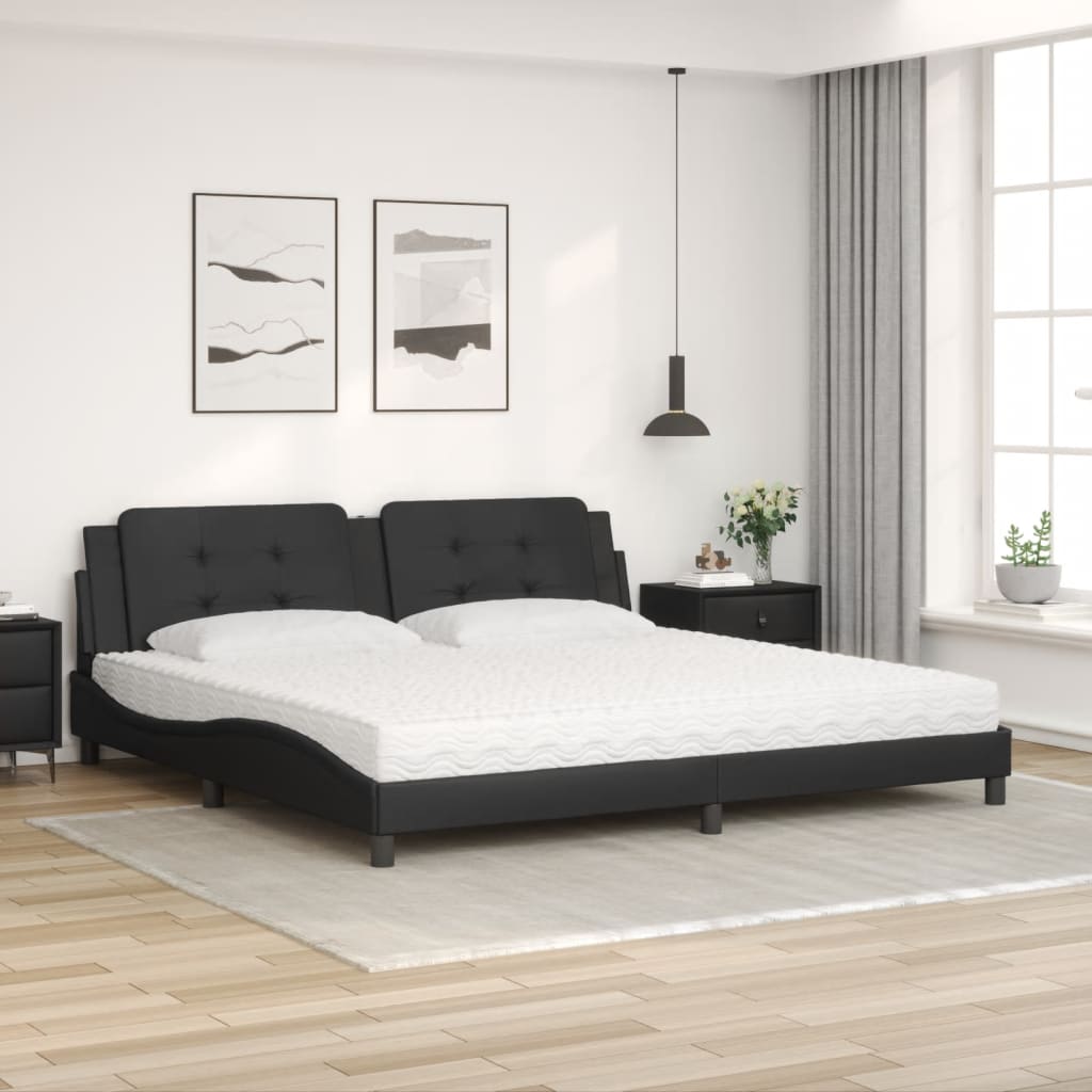 Letto con Materasso Nero 200x200 cm in Similpelle 3208887