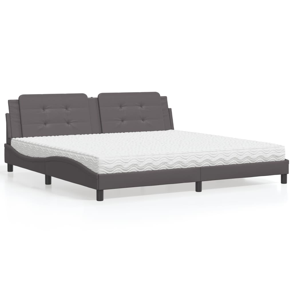 Letto con Materasso Grigio 200x200 cm in Similpelle 3208890