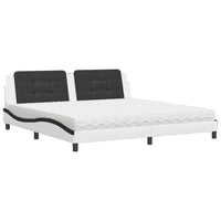 Letto con Materasso Bianco e Nero 200x200cm in Similpelle 3208893