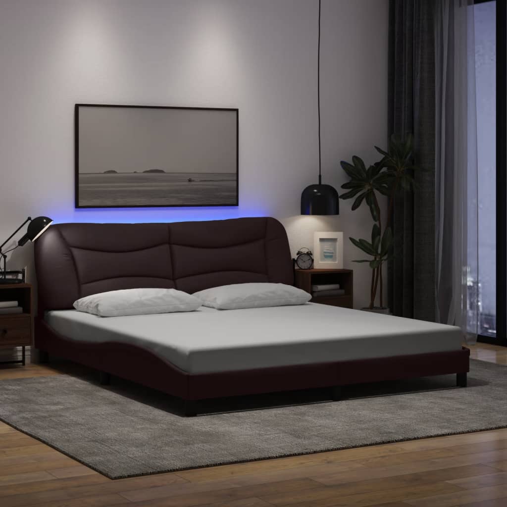 Giroletto con Luci LED Marrone Scuro 180x200 cm in Tessuto 3213721