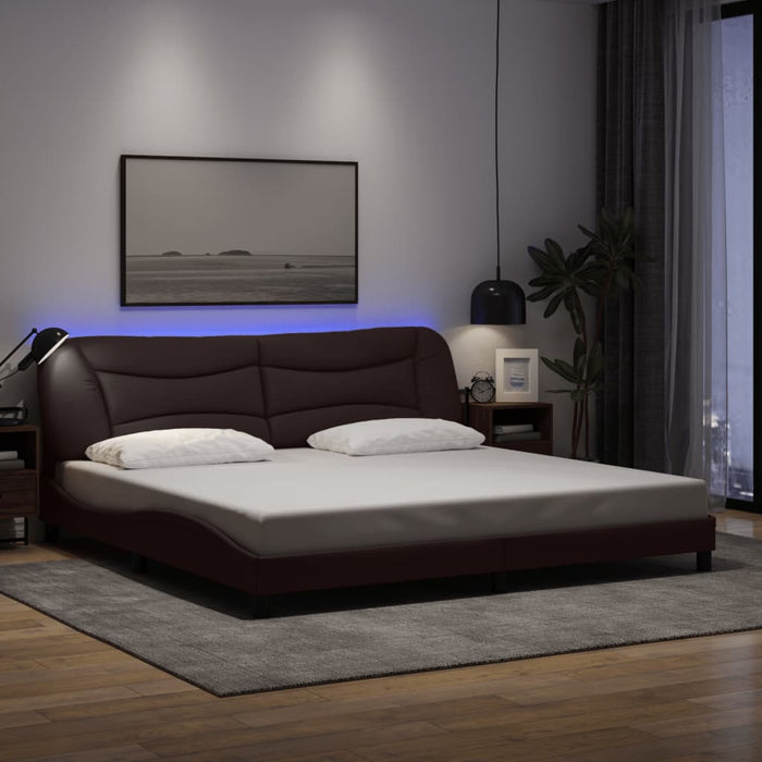 Giroletto con Luci LED Marrone Scuro 200x200 cm in Tessuto 3213728