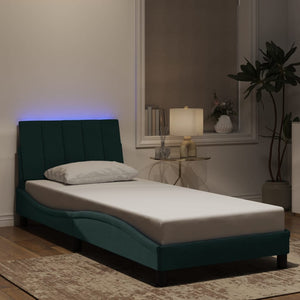 Giroletto con Luci LED Verde Scuro 90x190 cm in Velluto 3213754