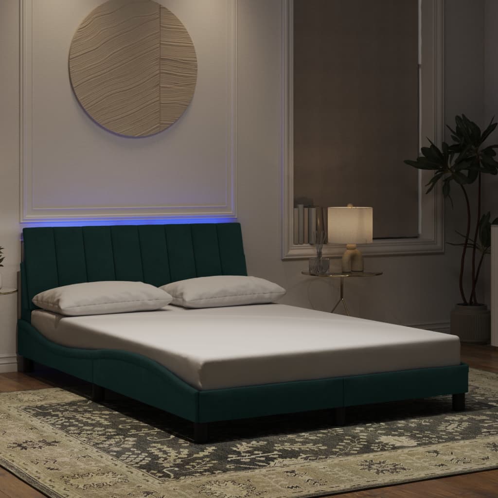 Giroletto con Luci LED Verde Scuro 140x200 cm in Velluto 3213784