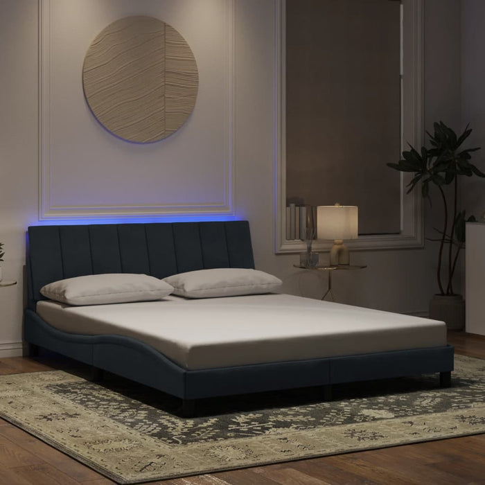 Giroletto con Luci LED Grigio Scuro 160x200 cm in Velluto 3213788