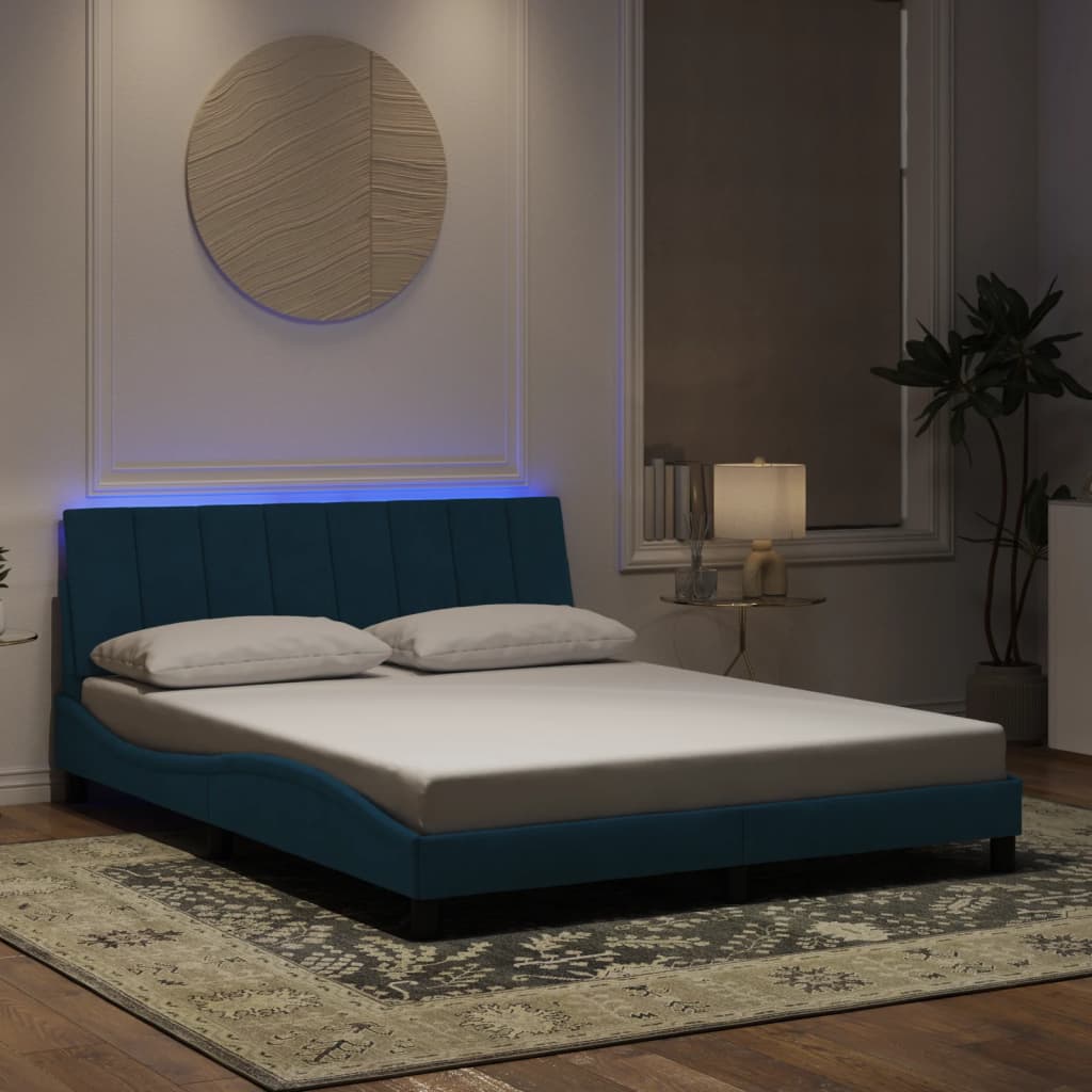 Giroletto con Luci LED Blu 160x200 cm in Velluto 3213791