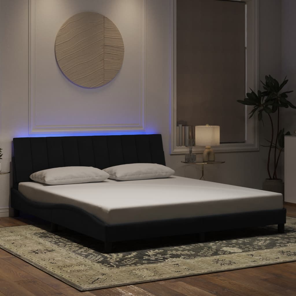 Giroletto con Luci LED Nero 180x200 cm in Velluto 3213795