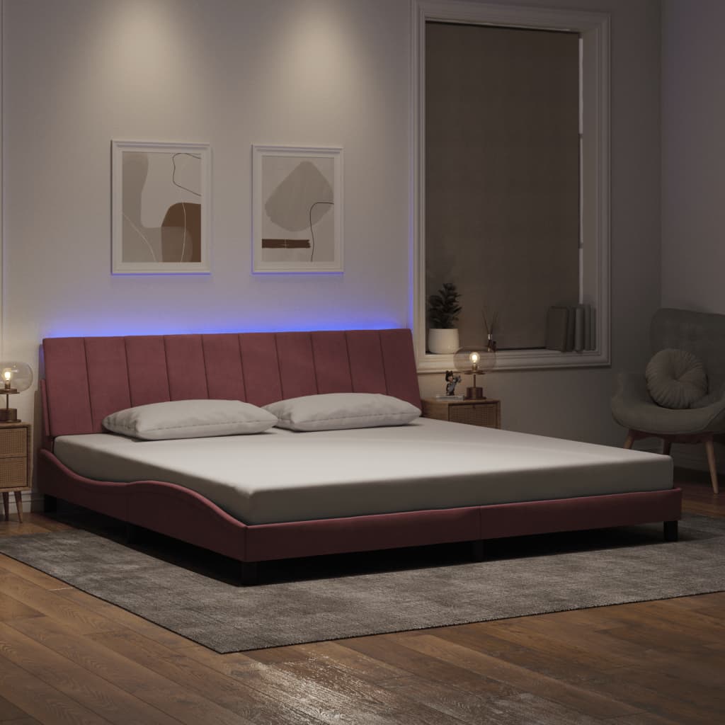 Giroletto con Luci LED Rosa 200x200 cm in Velluto 3213804