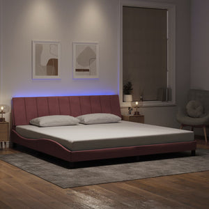 Giroletto con Luci LED Rosa 200x200 cm in Velluto 3213804