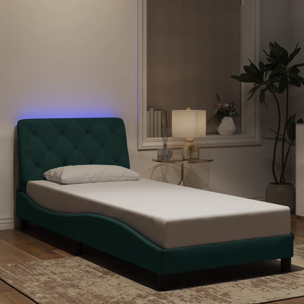 Giroletto con Luci LED Verde Scuro 80x200 cm in Velluto 3213822