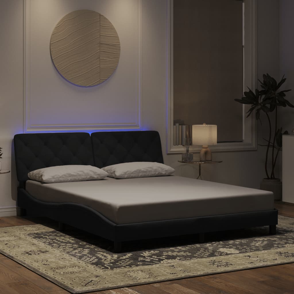 Giroletto con Luci LED Nero 160x200 cm in Velluto 3213863