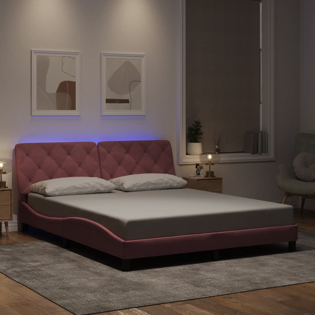 Giroletto con Luci LED Rosa 160x200 cm in Velluto 3213866