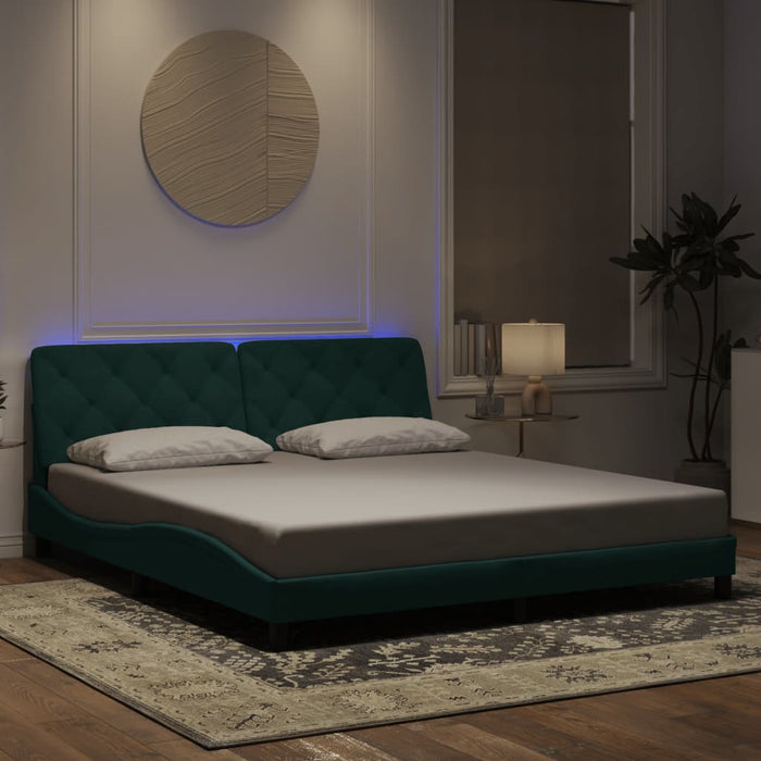 Giroletto con Luci LED Verde Scuro 180x200 cm in Velluto 3213870