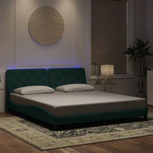 Giroletto con Luci LED Verde Scuro 180x200 cm in Velluto 3213870