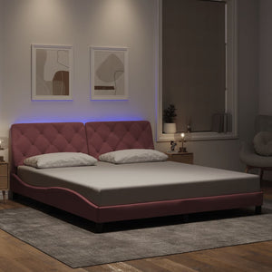 Giroletto con Luci LED Rosa 180x200 cm in Velluto 3213872