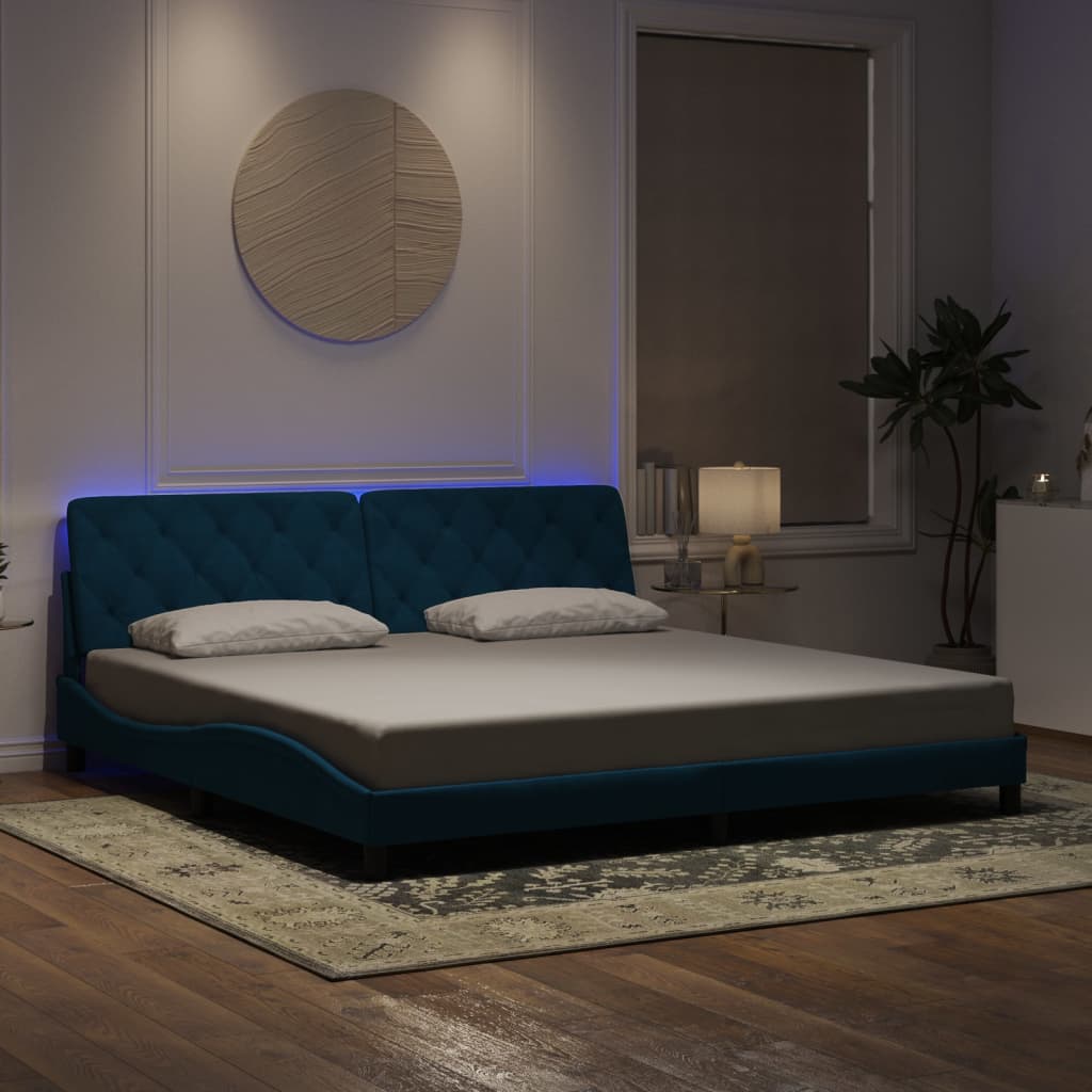 Giroletto con Luci LED Blu 200x200 cm in Velluto 3213877