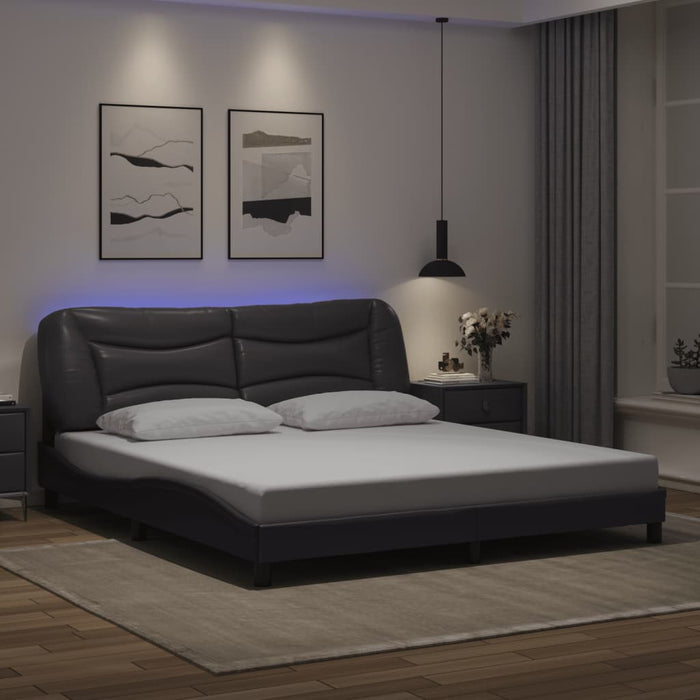 Giroletto con Luci LED Grigio 180x200 cm in Similpelle 3213951