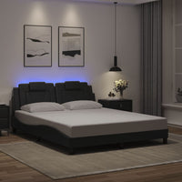 Giroletto con Luci LED Nero 160x200 cm in Similpelle 3214029