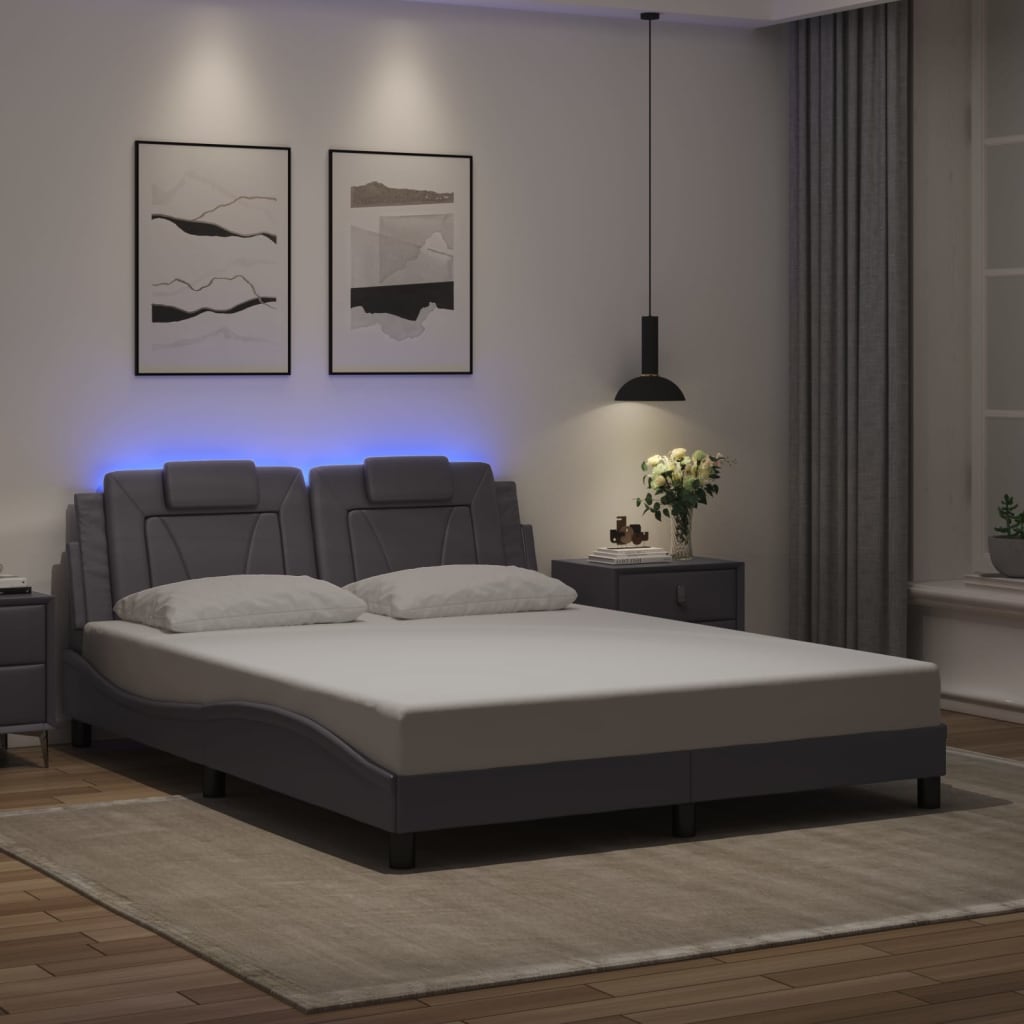 Giroletto con Luci LED Grigio 160x200 cm in Similpelle 3214032