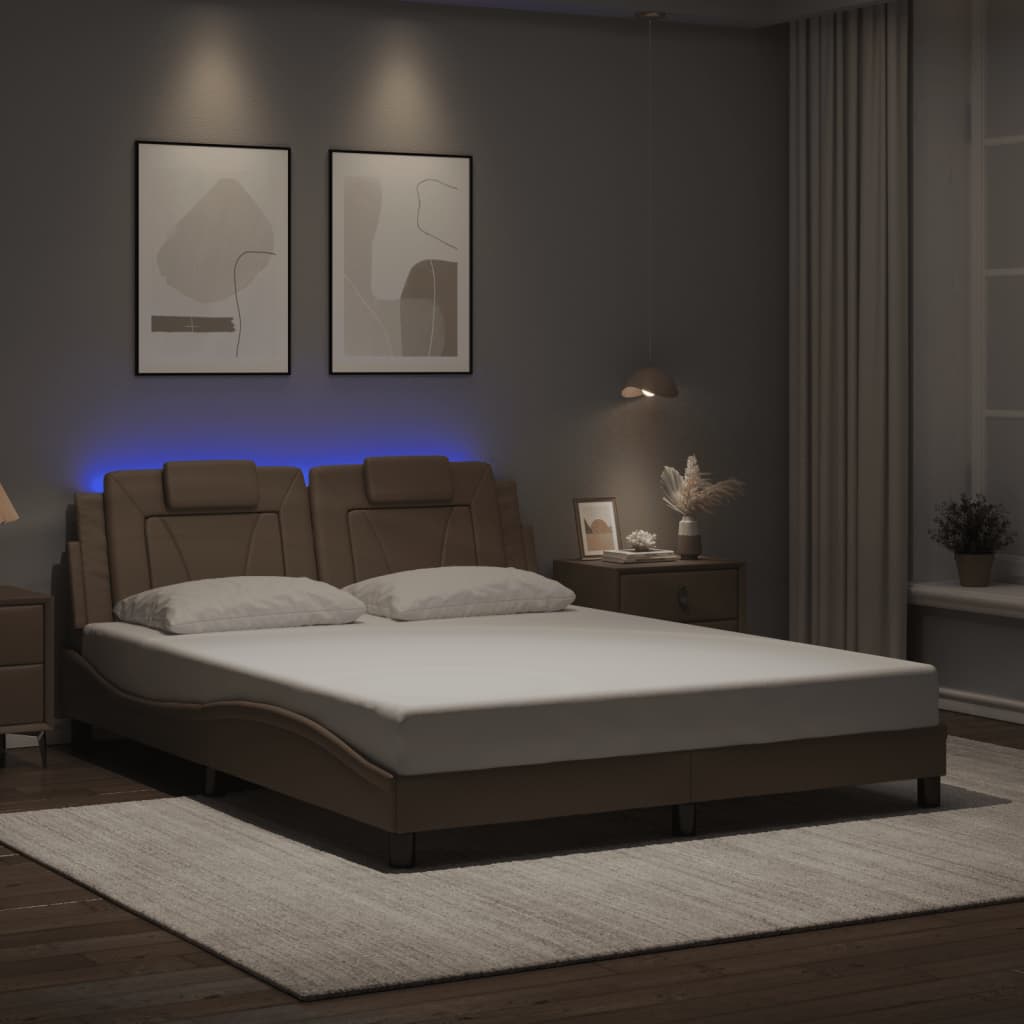 Giroletto con Luci LED Cappuccino 160x200 cm in Similpelle 3214033