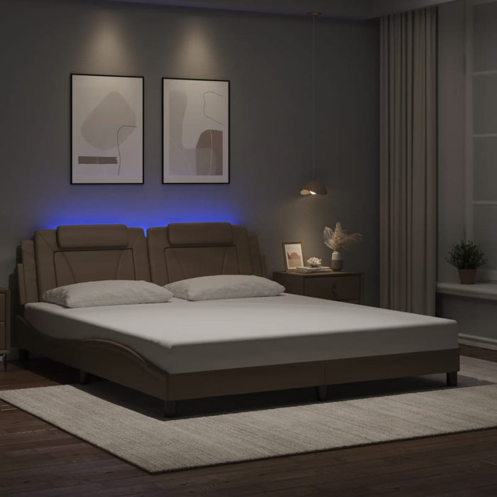 Giroletto con Luci LED Cappuccino 180x200 cm in Similpelle 3214040