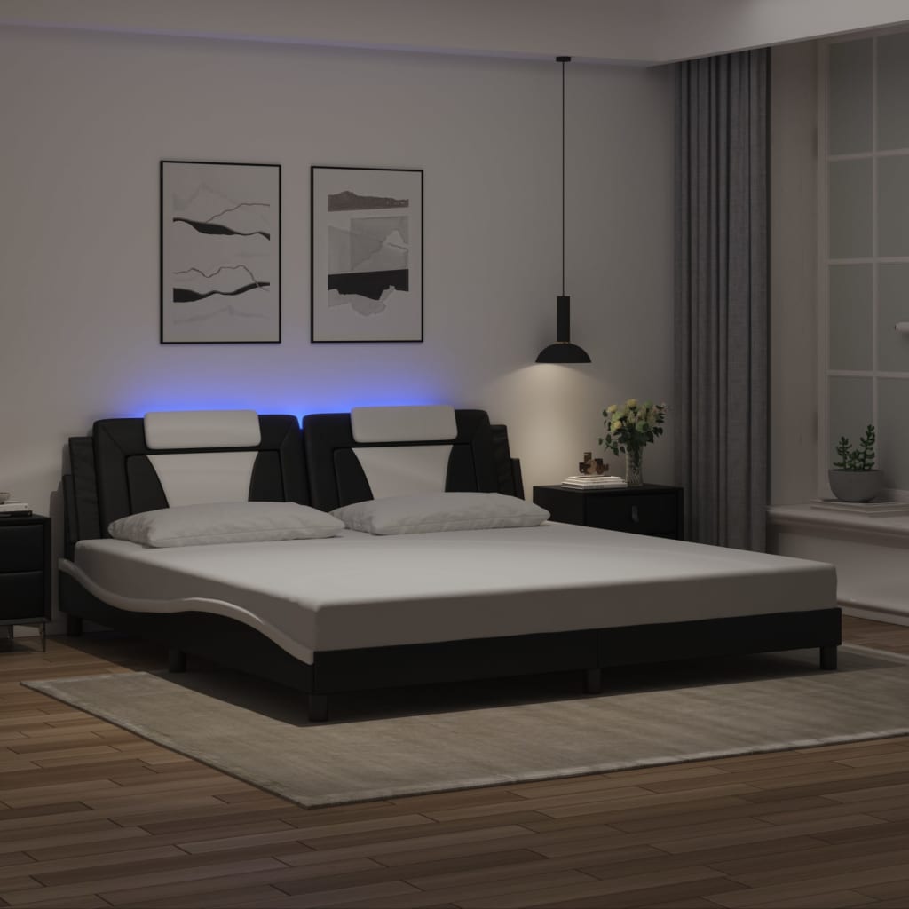 Giroletto con Luci LED Nero e Bianco 200x200 cm in Similpelle 3214048