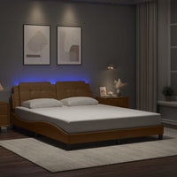 Giroletto con Luci LED Cappuccino 160x200 cm in Similpelle 3214121