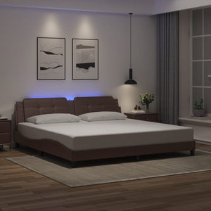 Giroletto con Luci LED Marrone 200x200 cm in Similpelle 3214133