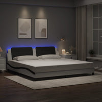 Giroletto con Luci LED Bianco e Nero 200x200 cm in Similpelle 3214137