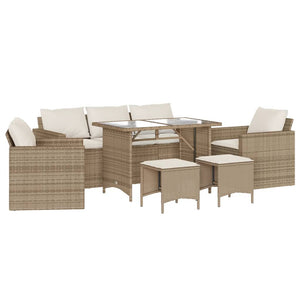 Set Divano da Giardino 6 pz con Cuscini Beige in Polyrattan 3213552