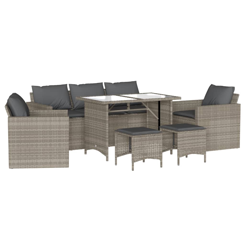 Set Divano da Giardino 6pz con Cuscini Grigio Chiaro Polyrattan 3213554