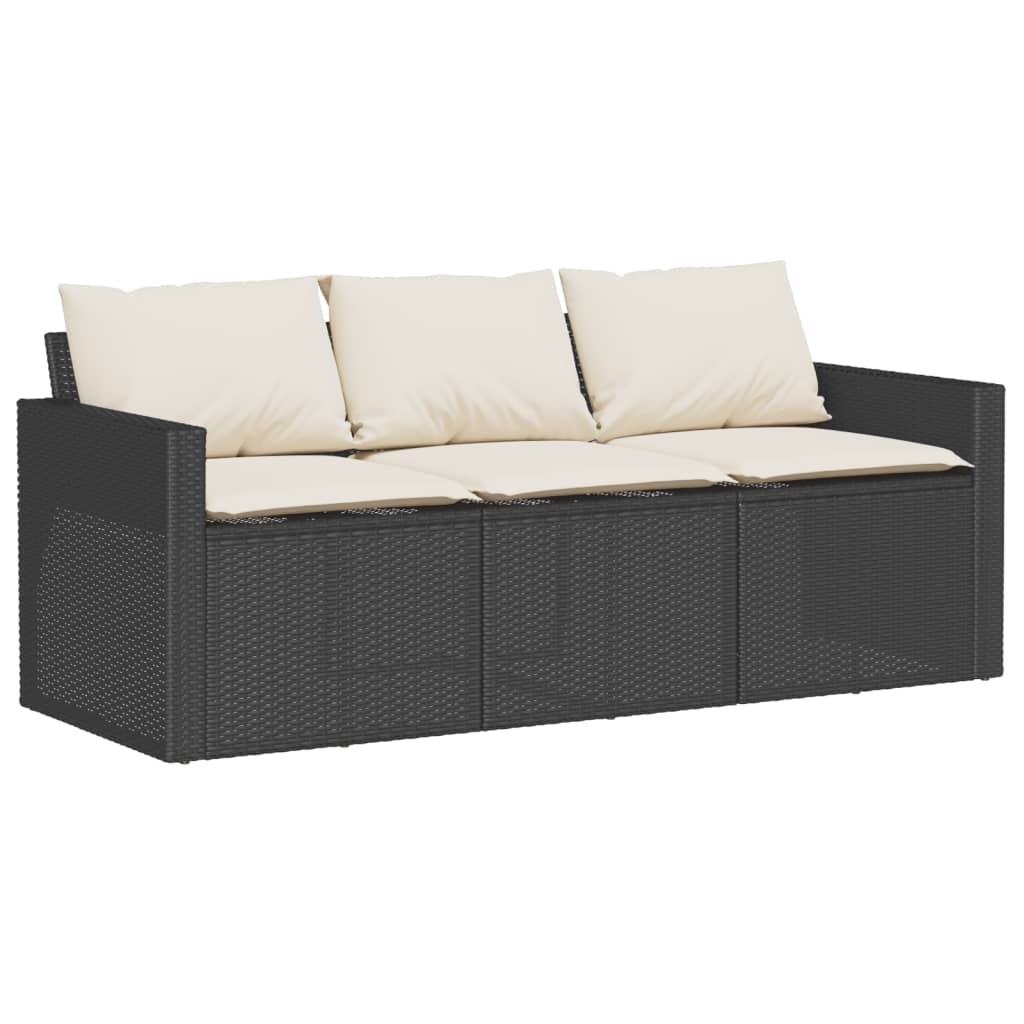 Set Divano da Giardino 6 pz con Cuscini Nero in Polyrattan 3213556