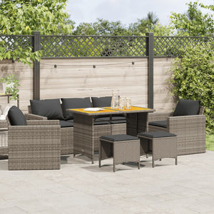 Set Divano da Giardino 6 pz con Cuscini Grigio in Polyrattan 3213557