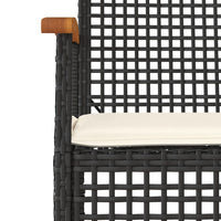 Set da Pranzo da Giardino 5 pz Nero con Cuscini in Polyrattan 3213562