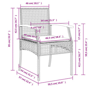 Set da Pranzo da Giardino 5 pz Nero con Cuscini in Polyrattan 3213562