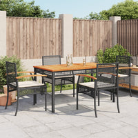 Set da Pranzo da Giardino 5 pz Nero con Cuscini in Polyrattancod mxl 89392