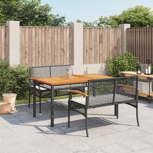 Set da Pranzo da Giardino 3 pz con Cuscini Nero in Polyrattan 3213566