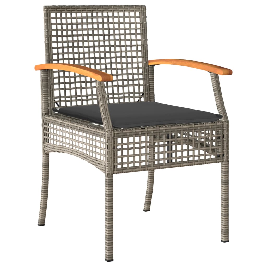 Set da Pranzo da Giardino 3 pz con Cuscini in Polyrattan Grigio 3213569