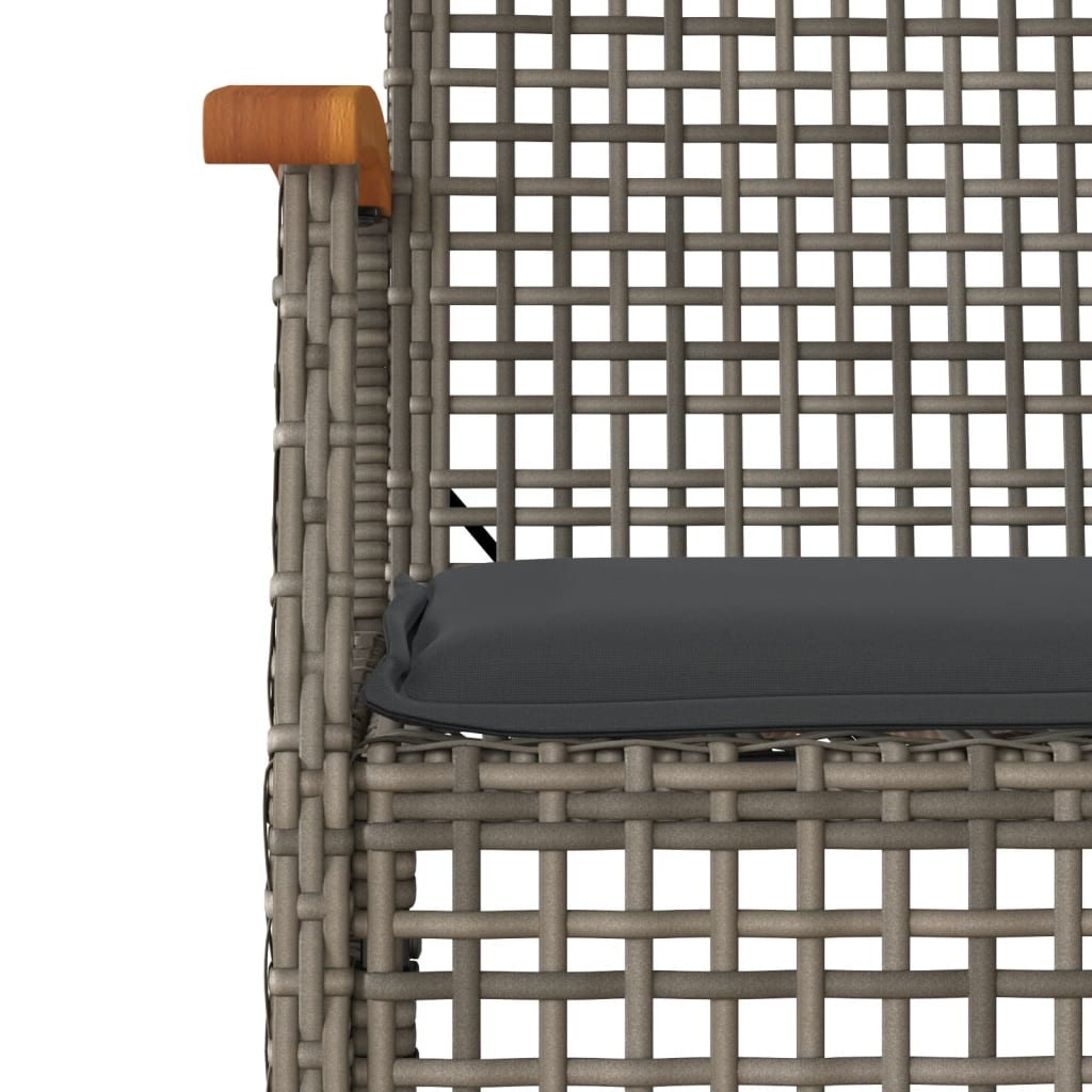 Set da Pranzo da Giardino 3 pz con Cuscini in Polyrattan Grigio 3213569