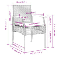 Set da Pranzo da Giardino 3 pz con Cuscini in Polyrattan Grigio 3213569