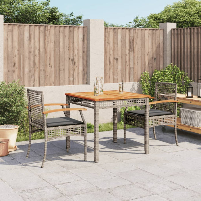 Set da Pranzo da Giardino 3 pz con Cuscini in Polyrattan Grigio 3213569