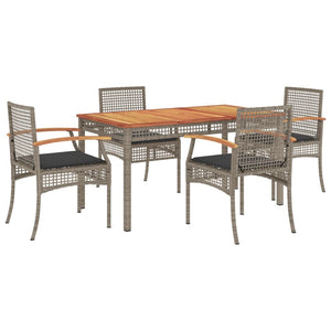 Set da Pranzo da Giardino 5 pz con Cuscini in Polyrattan Grigio 3213571