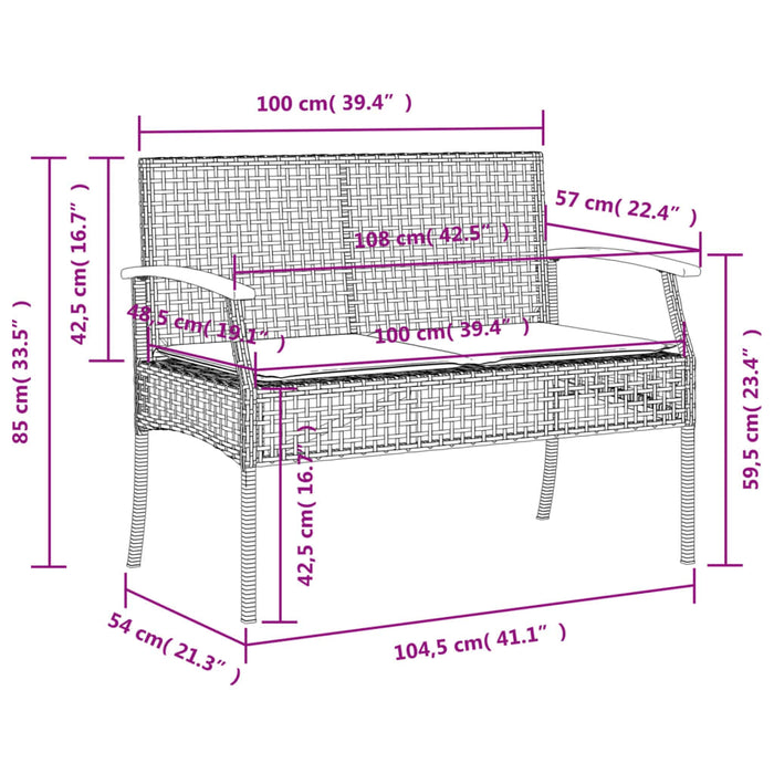 Set da Pranzo da Giardino 5 pz con Cuscini in Polyrattan Grigio 3213577