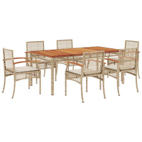 Set da Pranzo da Giardino 7 pz con Cuscini Beige in Polyrattan 3213582