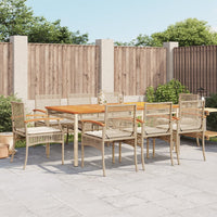 Set da Pranzo da Giardino 9 pz con Cuscini Beige in Polyrattan 3213583