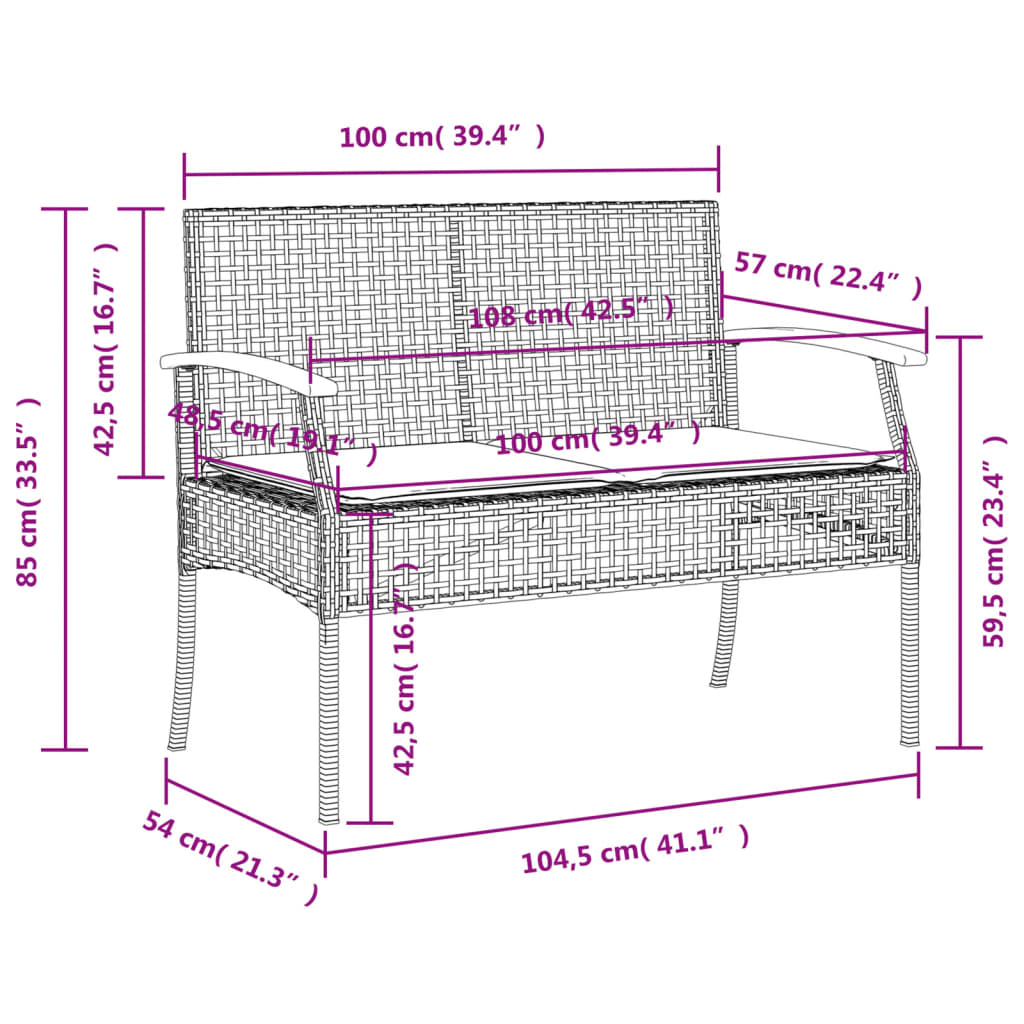 Set da Pranzo da Giardino 4 pz con Cuscini Beige in Polyrattan 3213585