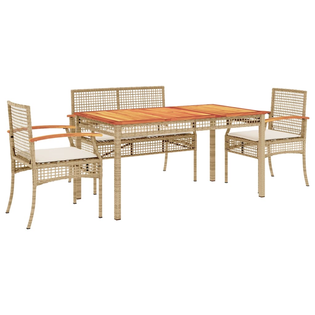 Set da Pranzo da Giardino 5 pz con Cuscini Beige in Polyrattan 3213586